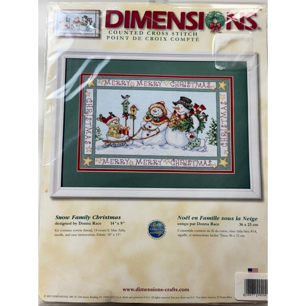 Vintage Dimensions Cross Stitch Kit Snow Family Christmas